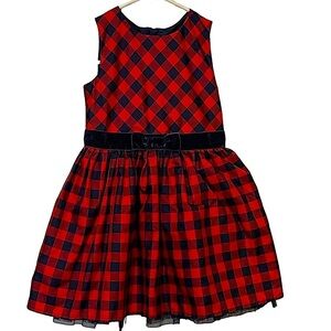 Cat & Jack Girls Navy & Red Sleeveless Gathered Waist Dress Size 5T